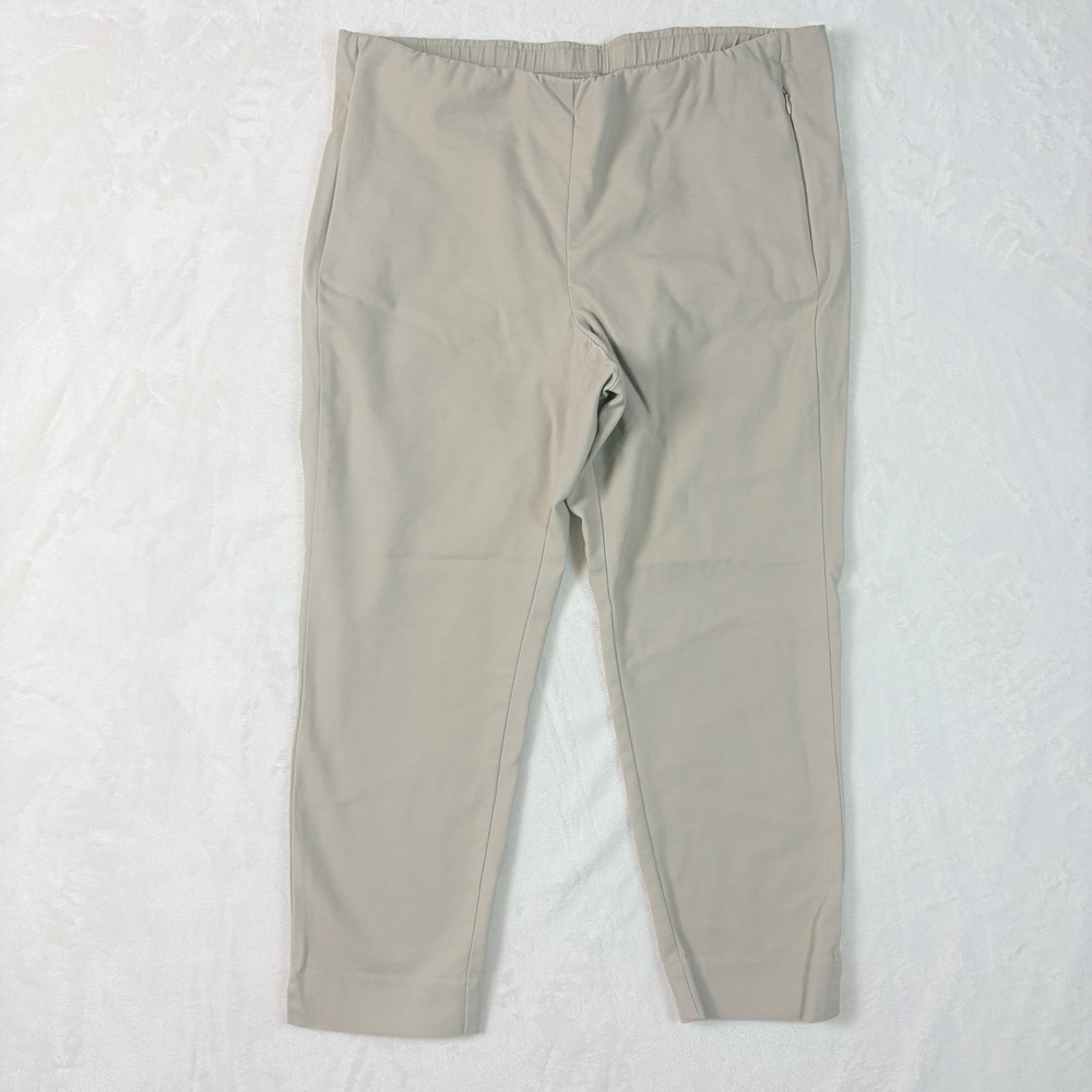 J. Jill Pants Women Sz 16 Petite Beige Tan Essential Cotton-Stretch Pull On Crop